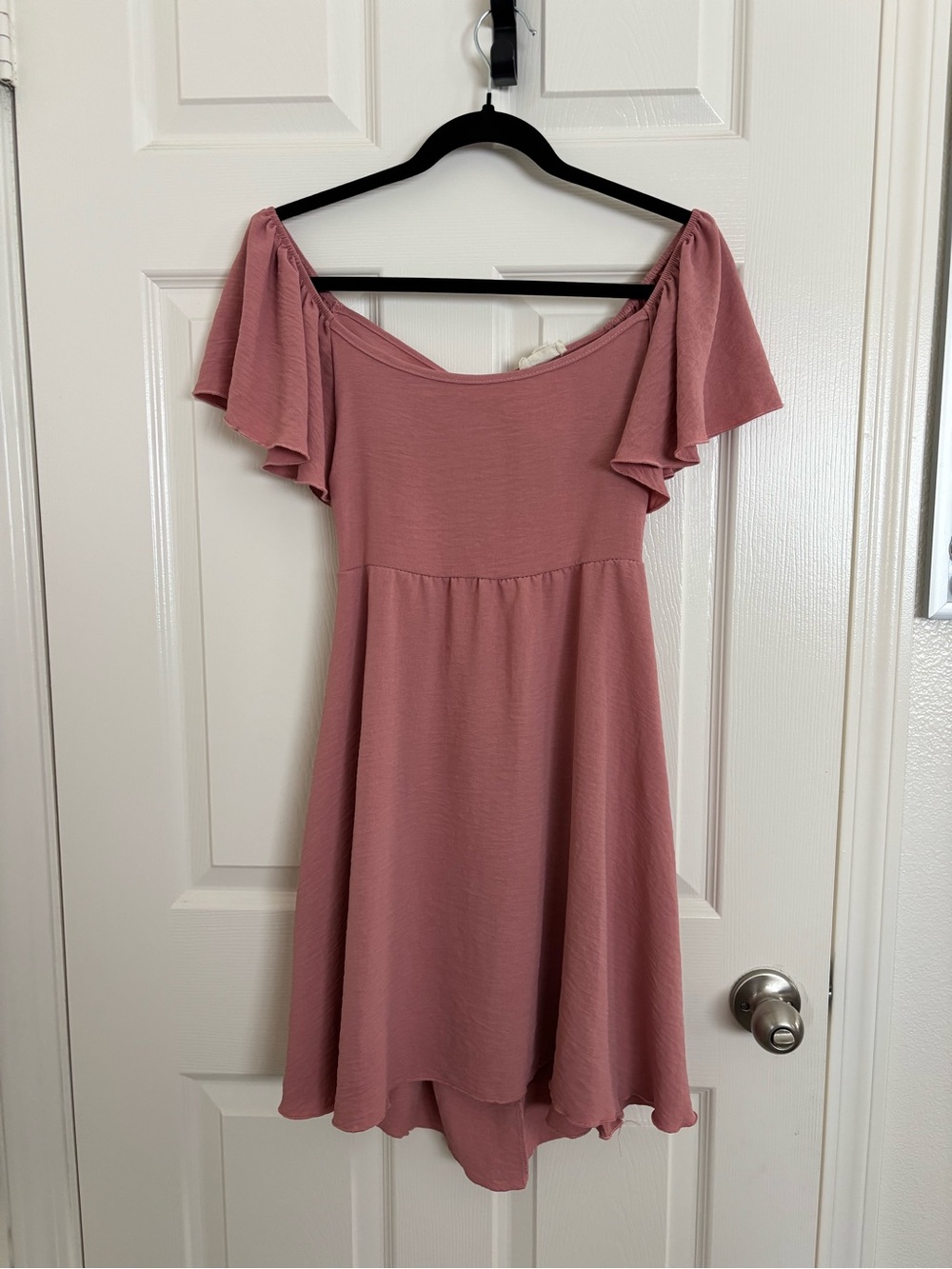See You Monday Pink flutter-sleeve mini dress (M)